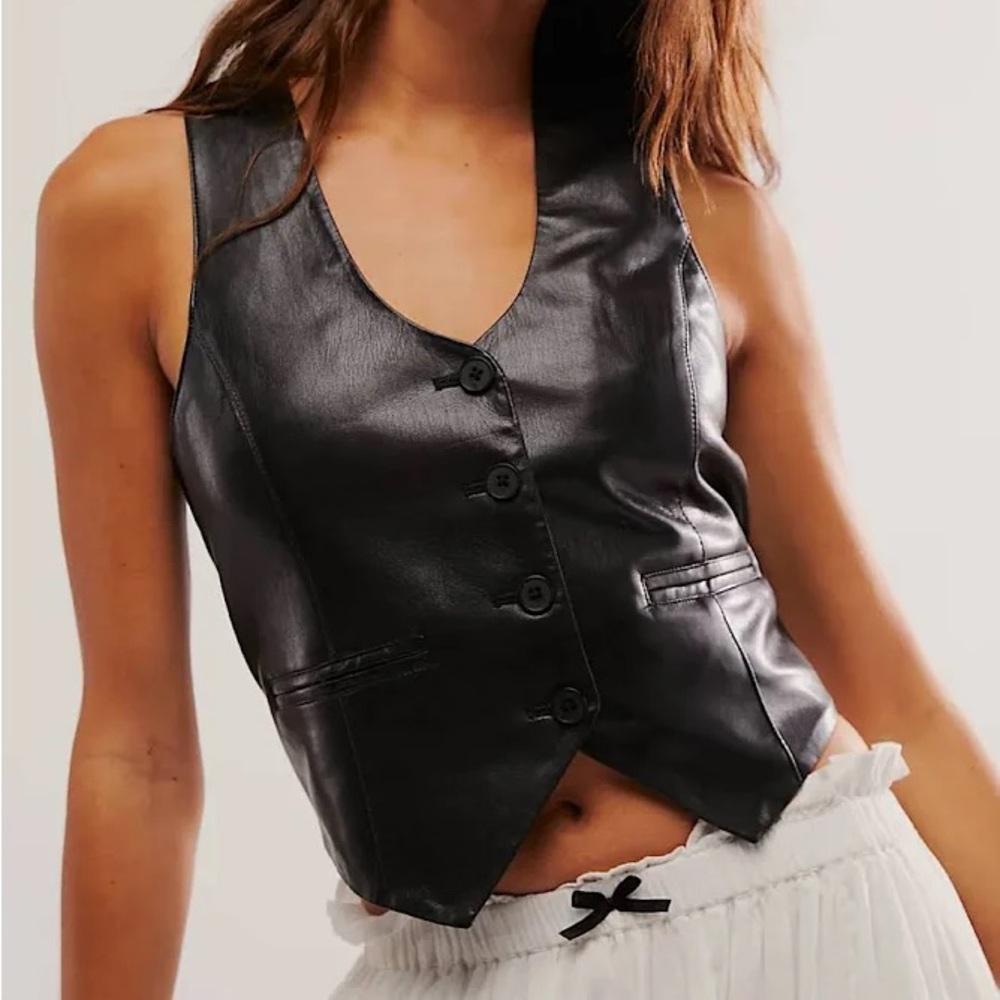 Blank NYC Black Leather Women's Vest size S